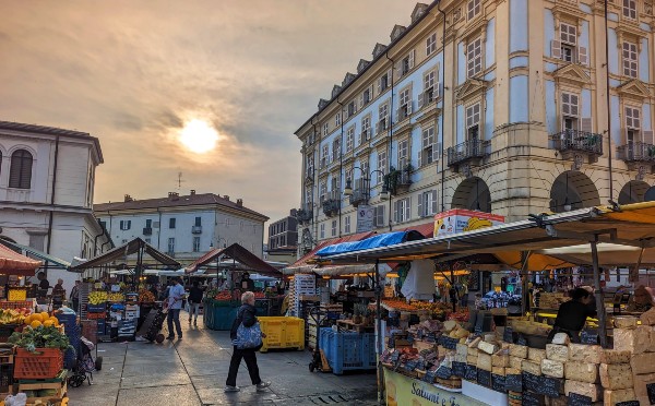 Largest market in Europe Turin Food drink Turin